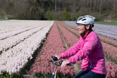 Fietsen langs tulpenveld 2