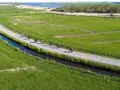 Cyclists drone shot polder