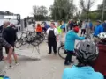Bicycles off board the barge