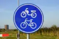 Dutch traffic road sign for moped and bicycle path or cycle lane